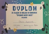 Sukces w XIX Międzyszkolnym Konkursie Piosenki "Śpiewać każdy może"- 27.05.2026r.
