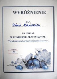 Wyróżnienie w konkursie plastycznym