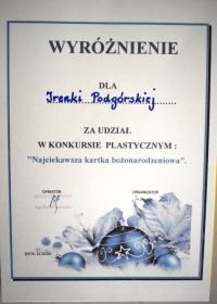 Wyróżnienie w konkursie plastycznym